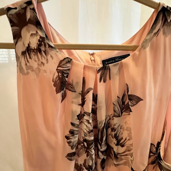 Ballet pink maxi dress with black and gray florals 24W - Picture 3 of 3